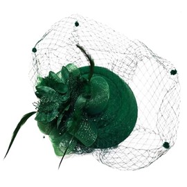 Wambere Women's Fascinator Hat, Vintage Veil Mesh Feathers Flower Clip Headband, Fascinator Bridal Headpiece, for Women and Girls for Wedding, Cocktail, Tea, Party, Church, Carnival, Cosplay, Green