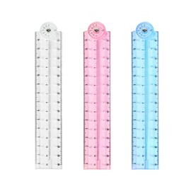 Jagowa 3 Pcs 15cm Folding Ruler Color Flexible Ruler Plastic Transparent Ruler Bendable Foldable Expandable 30cm (3 Colors)