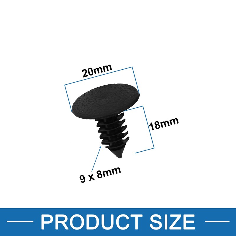 A ABSOPRO 9mm x 8mm Hole Fender Fir Tree Clips