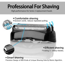 VIDSA Braun Series 3 Replacement Shaver Head 2-Pack Compatible S3 3040s 3080s