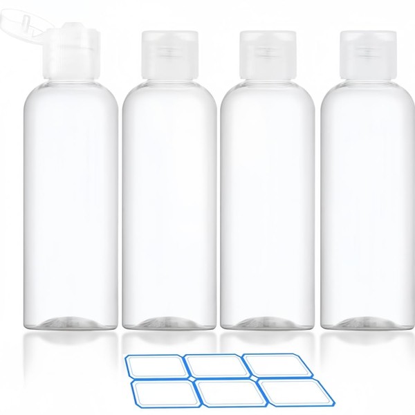 Clear Travel Bottles, 100ml, TSA-Approved, Set of 4, Leak-Proof with
