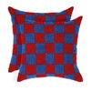 Alysheer Checkered Embroidered Decorative Throw Pillow Covers 18"x 18" Set