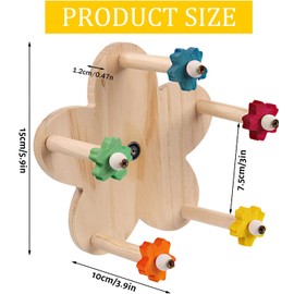 Bird Toy Rotating Perch Toy, Wooden Parrots Ferris Wheel Toy with 5 Colors Flower Holder Perches, Hanging Bird Stand Cage Accessories for Parakeet Parrot, Cockatiel, Budgerigar,Conure, Lovebirds (C)