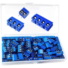 beihuazi® PCB Screw Terminal Block Solderable Screw Terminal 300 V, 16 A for Arduino (Pack of 100, 5 mm, Blue, 2 Pin-85, 3 Pin-10, 4 Pin-5)