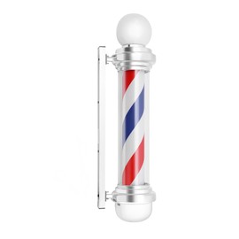 HinLIaDa 32'' Barber Pole LED Light, Red Blue White Stripes Salon Sign Lamp, Traditional Barbershop Ideas Wall Mount Rotating Light Waterproof Save Energy Lamp, AC 110V