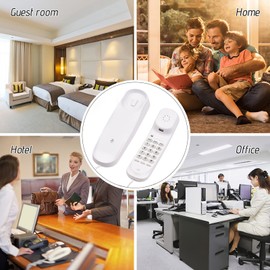 Telephone Set, Eacam Mini Desktop Corded Landline Phone, Fixed Telephone Wall Mountable Supports Mute/Pause/Redial Functions for Home Hotel Office Bank Call Center
