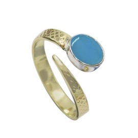 SILVERTROVE Gemstone Sterling Silver and Brass Band Ring for Men and Women in All Sizes Jewellery CRG1093AA, Gemstone Precious metal gemstone, Blue Chalcedony