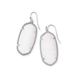 Kendra Scott Elle Drop Earrings for Women, Fashion Jewelry, Rhodium-Plated, White Mother of Pearl