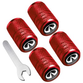 Munyday Metal Car Wheel Tire Valve Caps Replacement for Infiniti QX50 Q50 Q70 Q70L Q60 QX30 QX60 QX80 Land CruiserSeries Auto Valve Stem Cover Decoration Accessories Red, (valve caps lx)