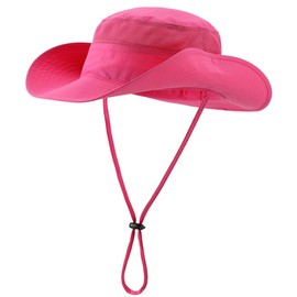 Magracy Unisex Outdoor Mesh Bucket Hat Summer Wide Brim UV Protection Hat Fishing Hat, Rose Red