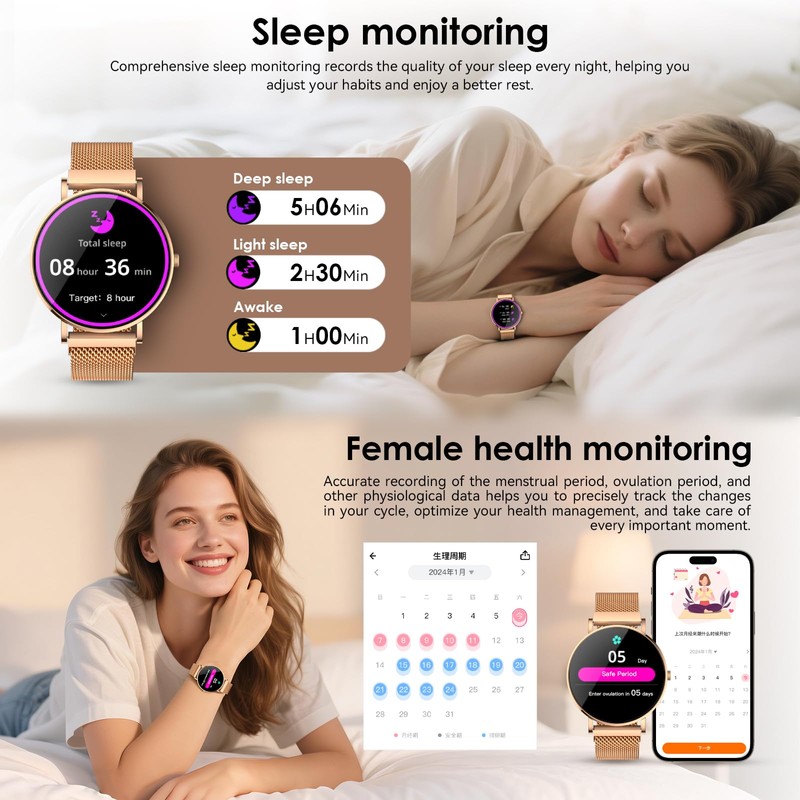 AURAFIT Smart Watch for Women 1.32" Fitness Tracker Watch 7.7mm