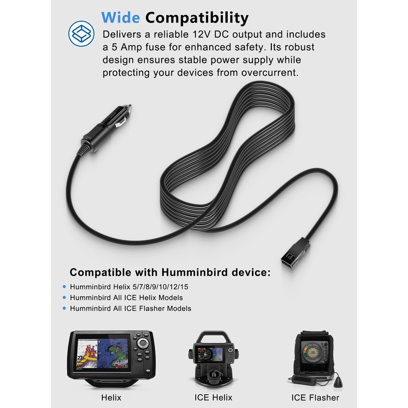 Replacement for Humminbird 720105-1 12V-DC Port Power Cord Compatible with