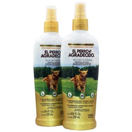 Perro Agradecido Anti Odor Spray®, Grooming Spray for Dogs, Sensitive Skin, Eliminates Odor, Shiny Coat, Easy Dog Brushing, Natural Ingredients, 2-Pack, 8.4 Fl Oz Each, 2 Spray Bottles