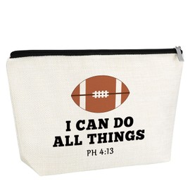Football Lovers Gifts Idea for Girl Women Makeup Bag Football Player Team Mom Appreciation Gift Soccer Theme Gifts for Daughter Sister Friend Cosmetic Bag Graduation Birthday Gift Travel Pouch