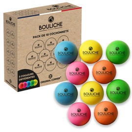BOULICHE | 10 Pétanque Wooden Jacks 3 cm | 5 Bright Colors | Target Balls for French Boules Game | Petanque Accessory for Competition and Leisure | Gift Idea for Boules Players | Original Corner