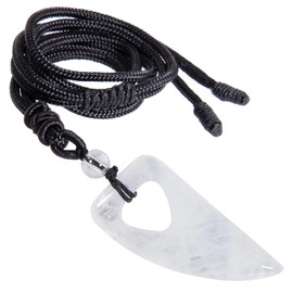 mookaitedecor Clear Quartz Crystal Wolf Tooth Pendant Necklace for Men Women, White Reiki Healing Crystal Norse Viking Necklace Jewellery Gift for Father Boy Men Amulet Semi Precious Stone Necklace