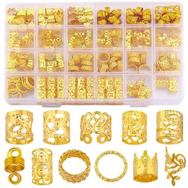 ZeriLion 220 Pcs Gold Hair Charms for Braids, Dreadlocks and Locs, Decorative Charms for Braids, for Women's Hair Accessories