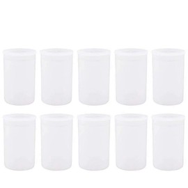 10Pack Film Canisters with Caps White Clear Plastic Empty Film Canister Case for Storing Small Accessories,Film,Keys,Coins,Art Beads Tiny Storage Containers