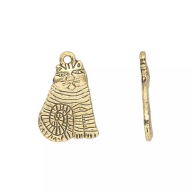 20 Gold Plated Pewter 18x13mm Striped Sitting CAT Charms