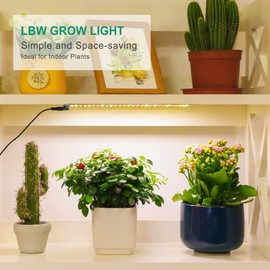 LBW LED Grow Light, Full Spectrum Grow Light with 4 Dimmable Levels and Auto On/Off Timer, 135 LEDs Plant Grow Lamp for Seedlings, Veg, Bloom and Succulents, Ideal for Indoor Plants