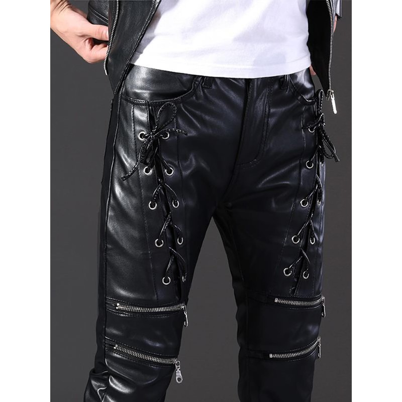 Idopy Men`s Rock Steampunk Gothic Lace Up Cosplay Party PU