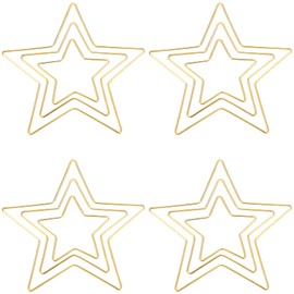 Pack of 12 for Crafts, 10 cm, 15 cm, 20 cm, Round DIY Wire Rings for Crafts, Gold Metal Decorative Rings for Dream Catcher, Ring, Macrame Ring, Craft, Flower Wreath, Floristry Rings (Five-Pointed