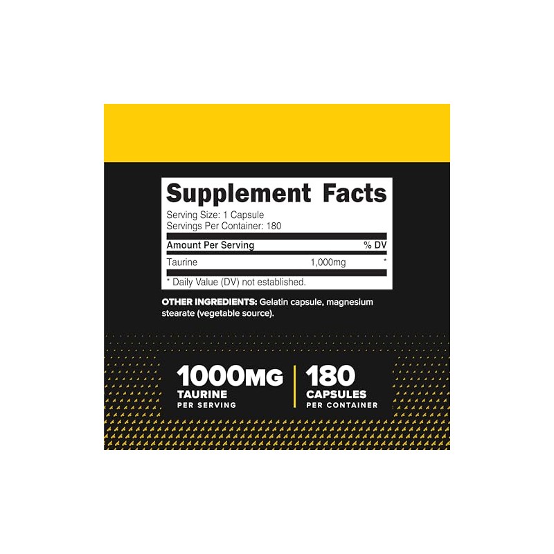 Primaforce Cápsulas de Taurina de 1000 Mg (180 Cápsulas), Suplemento