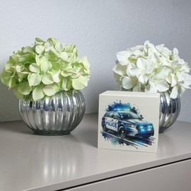 Police Car in Use Wooden Money Box Police Car with Blue Light Unique Emergency Vehicle Money Box Made of Wood as a Patrol Car Collectible Police Vehicle