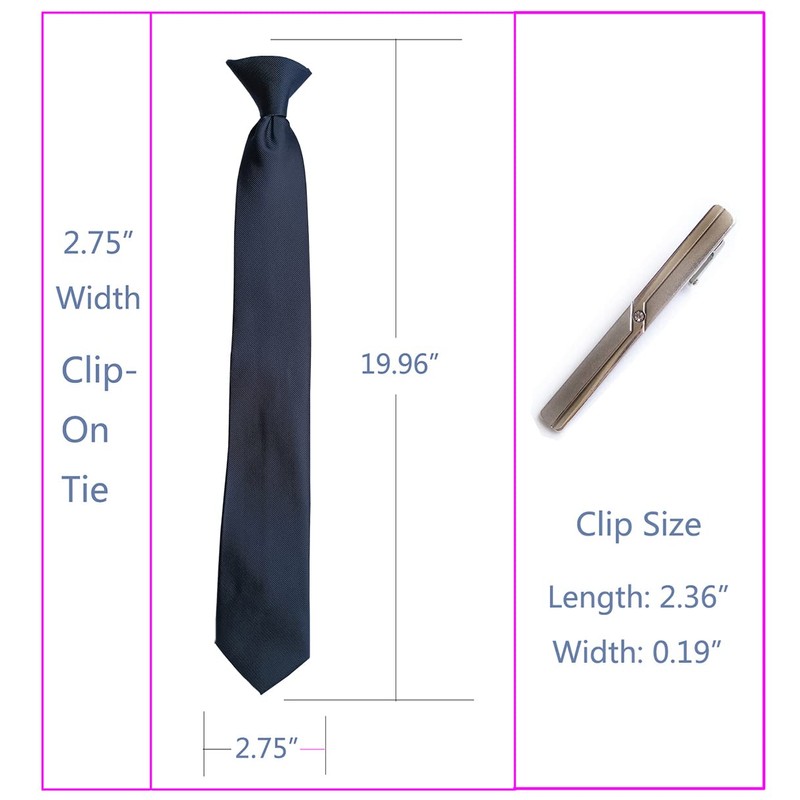 Simpowe Corbata con clip para hombre, 2.75 pulgadas, Azul marino,