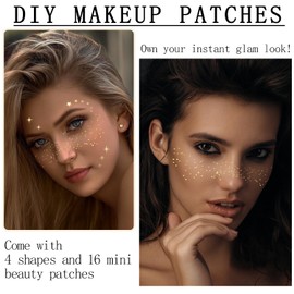24 Pcs Face Stickers Temporary Tattoo Sticker Gold Face Makeup Face Sticker Decal Body Face Self-adhesive Sticker Stage Makeup Party Cosplay Decoration