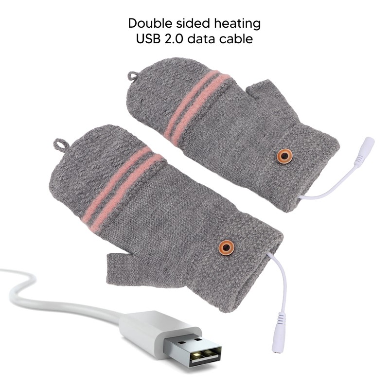 Heated Mitten Gloves Double Sided Heating Promote Blood Circulation USB