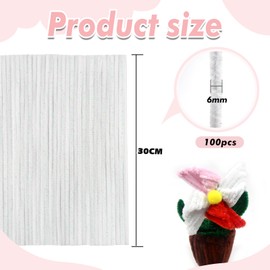 TOAOB 100pcs Glitter White Pipe Cleaners Metallic Chenille Stems 12 Inch Fuzzy Sticks Craft Supplies for DIY Art Craft Projects Home Decorations