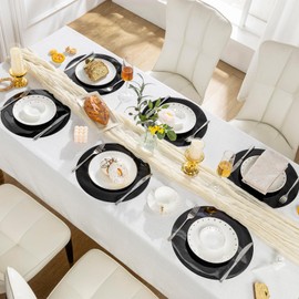 SHACOS 100 Pcs Metallic Black Disposable Paper Placemats 13" Round Mirrored Shiny Charger Place Mats for Wedding Party Banquet Thanksgiving Christmas Dining Table Setting Decor