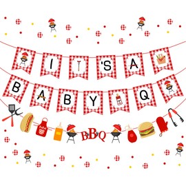 Kreatwow Baby Q Shower Decorations BBQ Party Decorations for Boy Girl It's A Baby Q Banner BBQ Barbecue Themed Baby Shower Gender Reveal Supplies