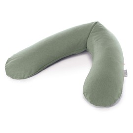 Theraline The Original Pregnancy and Breastfeeding Pillow, Filled with Sand-Fine Original Micro-Beads, Includes Khaki Green Melange Outer Cover, 190 cm
