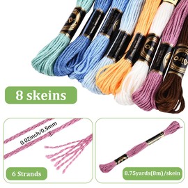 CABODYALS 8 Skeins 6 Strands Hand Variegated Embroidery Floss Gradient Cross Stitch Thread Polyester Friendship Bracelet String Yarn Bracelets Threads Bulk for Sewing Knitting Craft Crochet Stitching