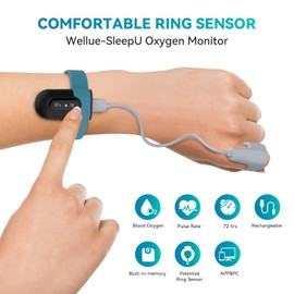 Pulse Oximeter, Wrist Wearable Oxygen Saturation Monitor, Overnight Sleep Oxygen Level Monitoring with Vibration Feedback, APP For Android & iOS, PC Report, Bluetooth Pulse Oximeter Rechargeable