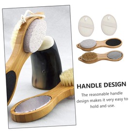Baluue 4-Piece Bamboo Foot Care Set Exfoliating Pedicure Board and Pumice Stone Foot Massaging Tools for Dead Skin Removal for Relaxing at Home