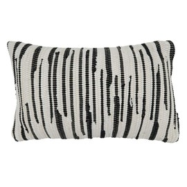 Fennco Styles Zebra Chindi Design 100% Cotton Decorative Throw Pillow Cover 14 x 23 Inch - Black & White Textured Accent Pillowcase for Home, Couch, Living Room and Office Décor