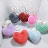Uposao Heart-shaped plush key ring, soft hair ball, fluffy pompoms,