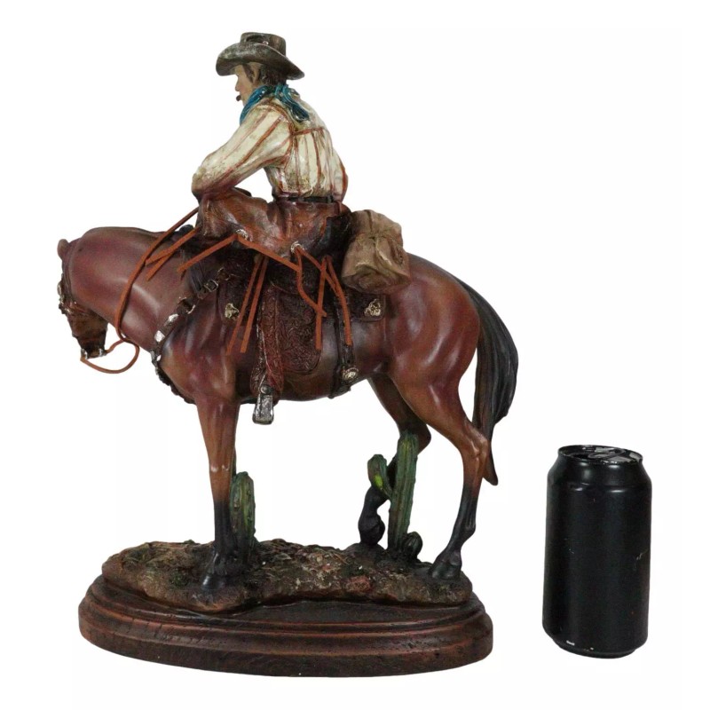 Western Desert Cowboy On Saddleback Brown Stallion Horse By Cactus