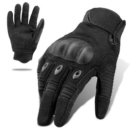 TFROCO Tactical Paintball Gloves, Full Finger Touchscreen Airsoft Gloves Men, Motorcycle Dirtbike Training Gloves for Outdoor Sport Black Small