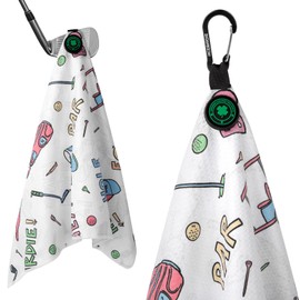 Magnetic Golf Towel for Golf Bags Microfiber Fabric Waffle Pattern Golf Towels for Men or Women, Magnet Golf Towel with Heavy Duty Carabiner Clip Golf Gifts for Men Golf Accessories (Golf Carts)