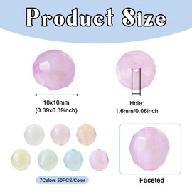 Cheriswelry - 350 abalorio acrílicas redondas de 10 mm, abalorio espaciadoras sueltas translúcidas hechas a mano, abalorio para hacer pulseras, arete, collares, joyería