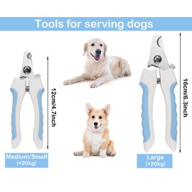 5Pieces Dogs and Cats Grooming Nail Clippers Kit Pet Claws Nail Clipper Trimmers, with Protective Guard Lock to Avoid Over Cutting, Professional Trimmers for Large and Small Cat and Dog Animal. (Blue)