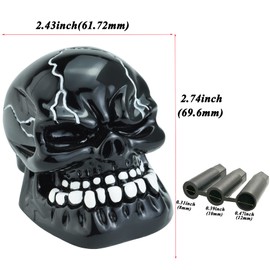 Abfer Car Shifter Knobs Skull Gear Shift Knob with Big Tooth Shifting Lever Fit Most Automatic Manual Transmission Cars Truck Vehicle (Black)