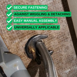 Washbasin tap screw system, 1 set, with M6 screws 80 mm, for monobloc washbasin and kitchen sink mixer tap, incl. chrome circle plate, horseshoe fixing plate, rubber washer and gasket