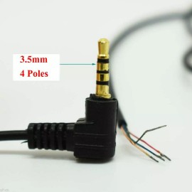 generic 2 PK 3.5mm 4 Pole Stereo Right Angle Golden Plug to Bare Wires - 3 Feet