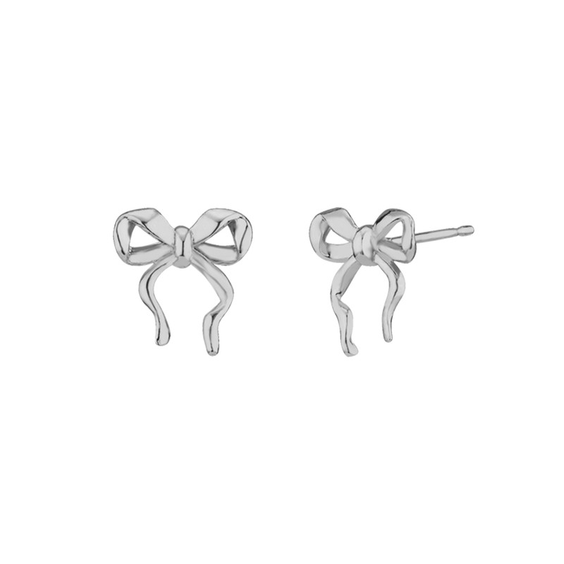 Gold&Deer 14K Goldfield Lovely Line Ribbon Earrings White Gold /