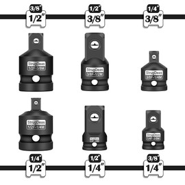 StrugDeas 6 Piece impact Socket Adapter and Reducer Set, 1/4", 3/8", 1/2" Chrome Vanadium Steel impact Ratchet/Socket Extension/Conversion Kit for automotive maintenance and construction engineering